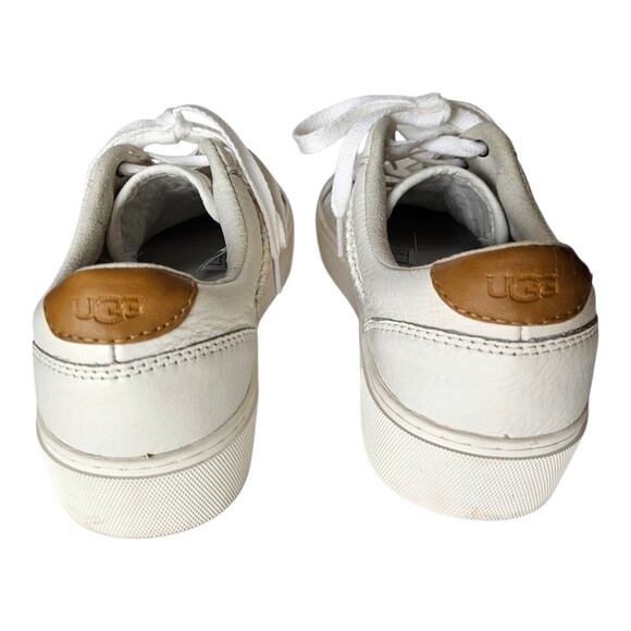 UGG Women's 8 Dinale Sneakers Shoes Leather Cow Print Laces Low Top Logo Active - Picture 7 of 10